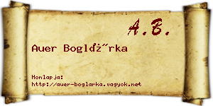 Auer Boglárka névjegykártya