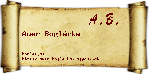 Auer Boglárka névjegykártya